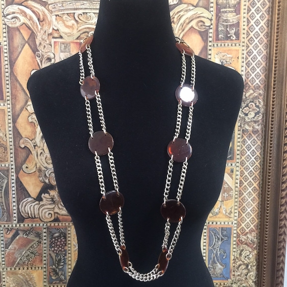 Brown Tortoiseshell Lucite Goldtone Metal Chain Belt - Etsy display picture 3