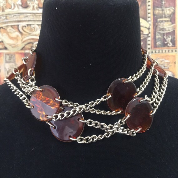 Brown Tortoiseshell Lucite Goldtone Metal Chain Belt - Etsy display picture 2