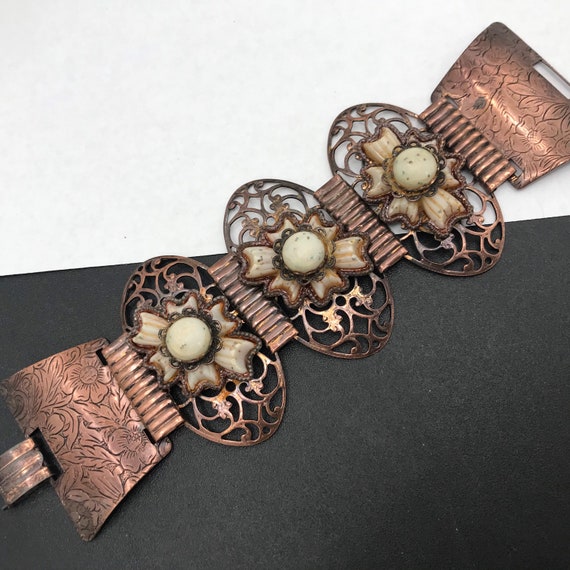 1960's Wide Copper Bracelet, chunky mid century j… - image 2
