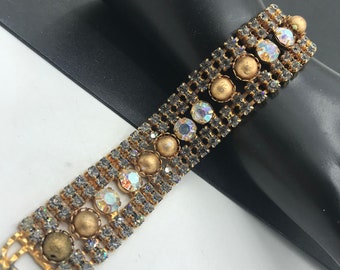 Vintage Rhinestone Bracelet, 1950's 1960's Fashion, Collectible Jewelry, High End Bracelet, Glass Jewelry, Juliana Bracelet