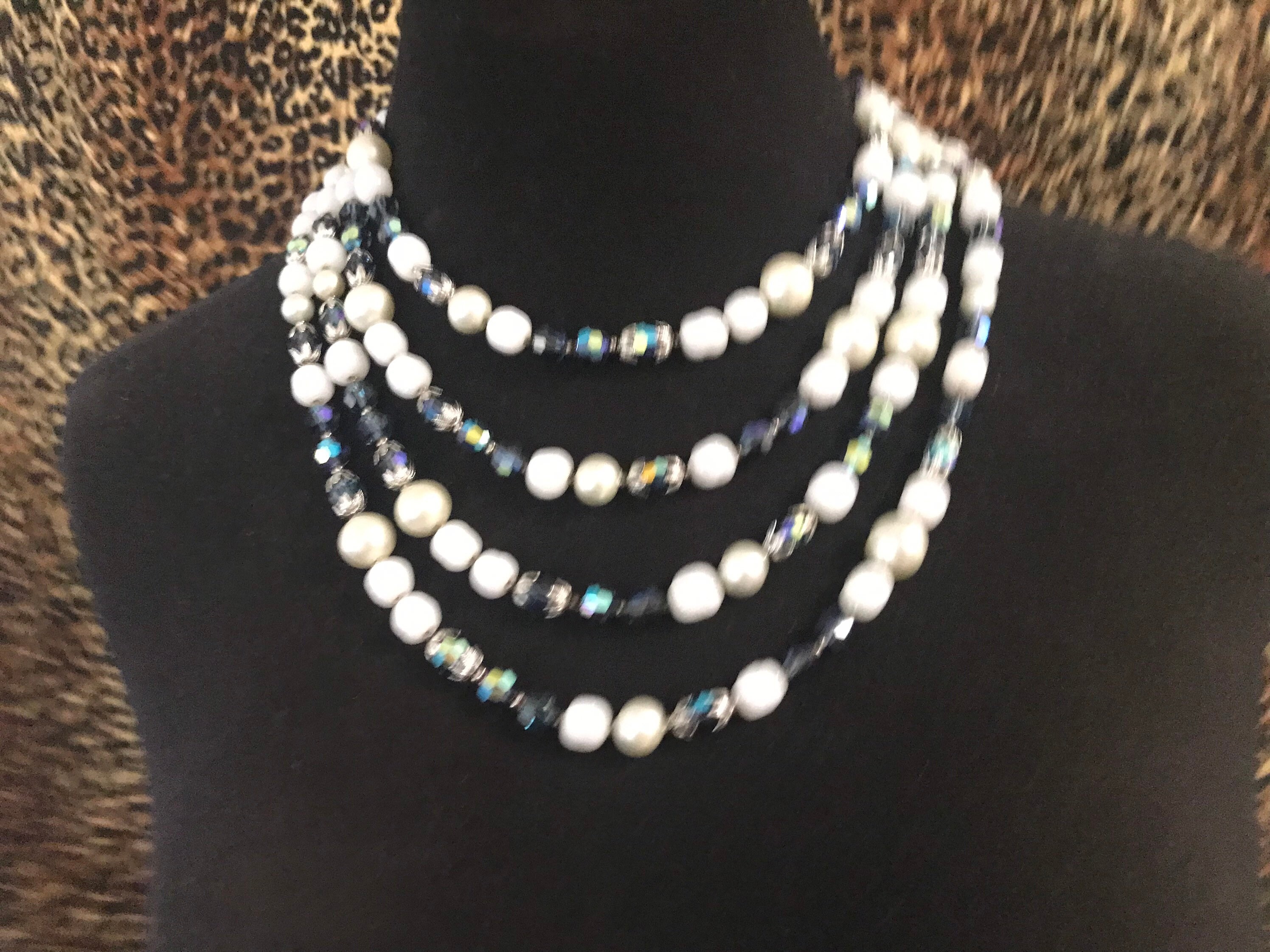 【VINTAGE HOLLYWOOD】Bumpy Round Half Pearl Necklace Half Chain Half Pearl Necklace, Gold Half Pearl Half Paper