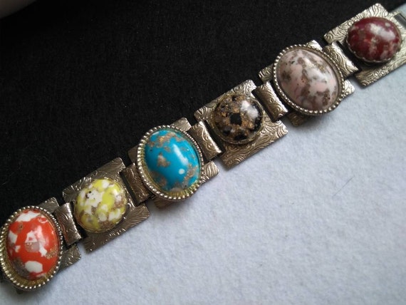 Stunning Vintage Faux Turquoise Yellow Brown Red … - image 2