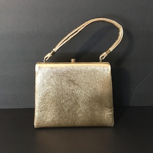 Vintage Gold Purse * 1960&#39;s Retro Black Tie Formal Bag * Retro Rockabilly Glamour Girl Style Handbag Mid Century Collectible