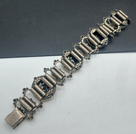 Vintage Rhinestone Faux Pearl Book Chain Bracelet… - image 3