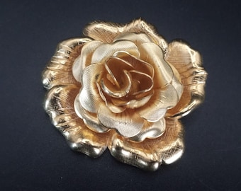 Broche Vintage Signée JANJ Paris - Bijou De Créateur Doré, Occasion, Style Rétro