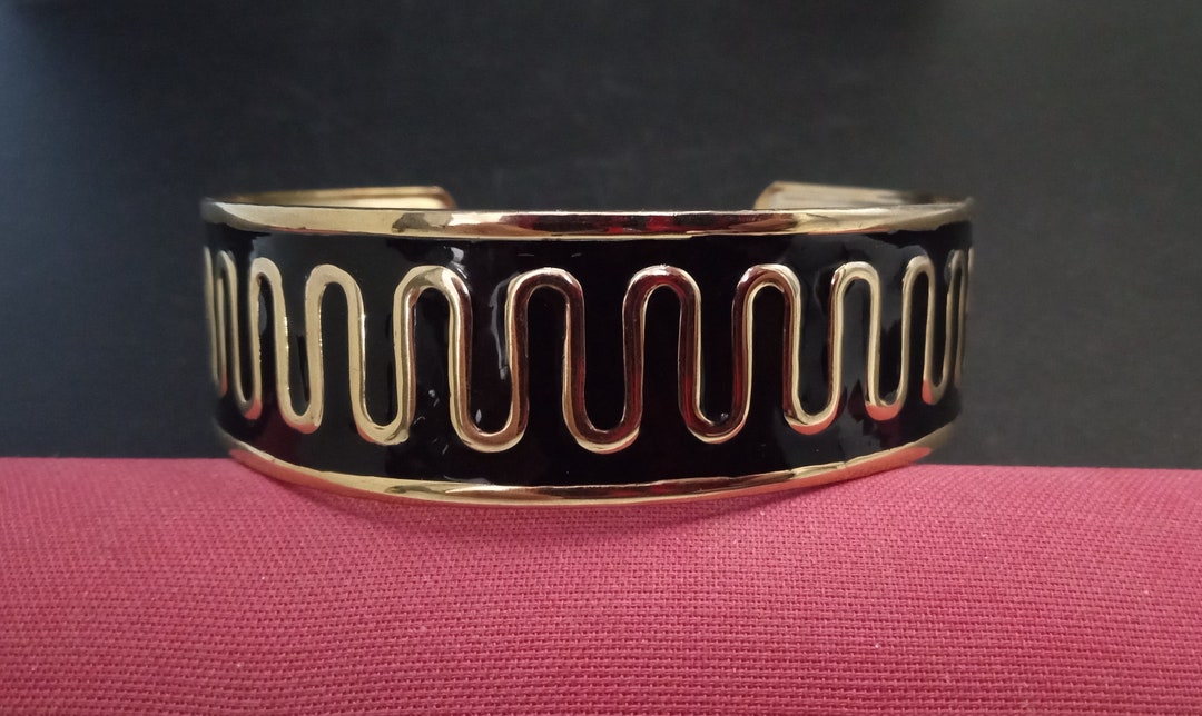 Vintage Black Upper Arm Cuff Bracelet Etsy