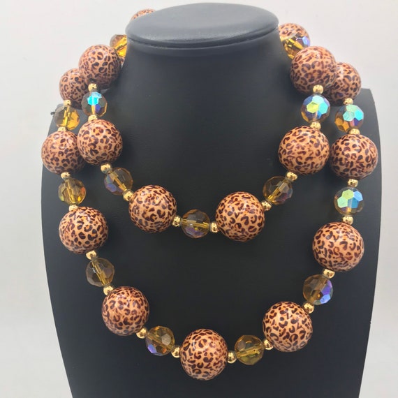 Joan Rivers Brown Lucite leopard long necklace, d… - image 1