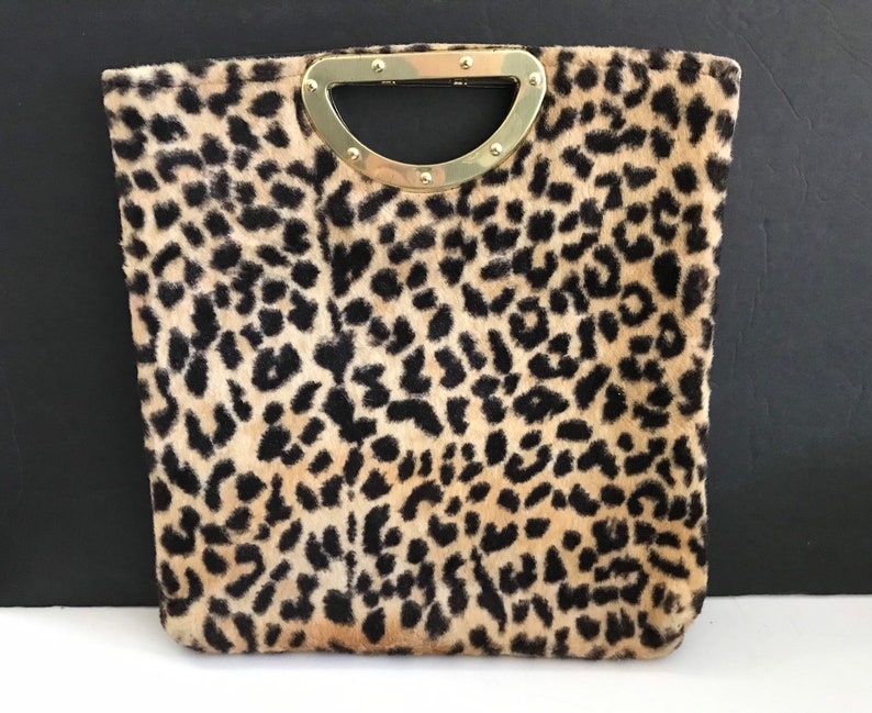 60s Mid Century Rockabilly Pinup Girl FAUX Fur Leopard Clutch | Etsy