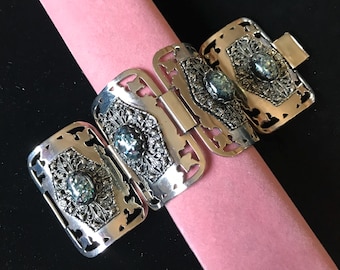 パリランドマークパネルリンクシルバートーンスーベニアブレスレット