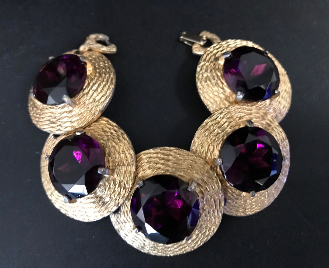 Vintage 1950s Gold Rhinestone Bracelet