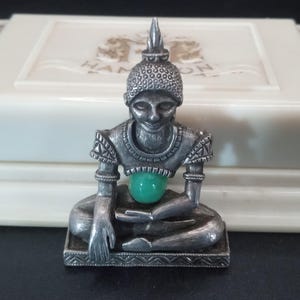 SALE! HAR Laughing Buddha Brooch, 3-D - Signed, Green Raised