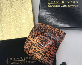 JOAN RIVERS signiertes Designer Leopard Manschette Armband * Retro Sammler Armband * Vintage New Old Stock Schmuck * Original Bag & Box 90&#39;s