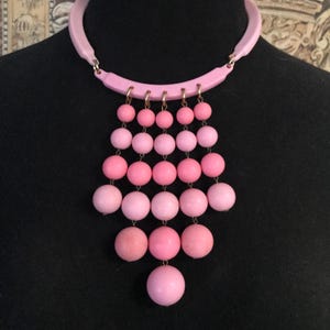 Vintage Pink Waterfall Bib Statement Necklace, Old Hollywood Glam, Pretty Bold Jewelry