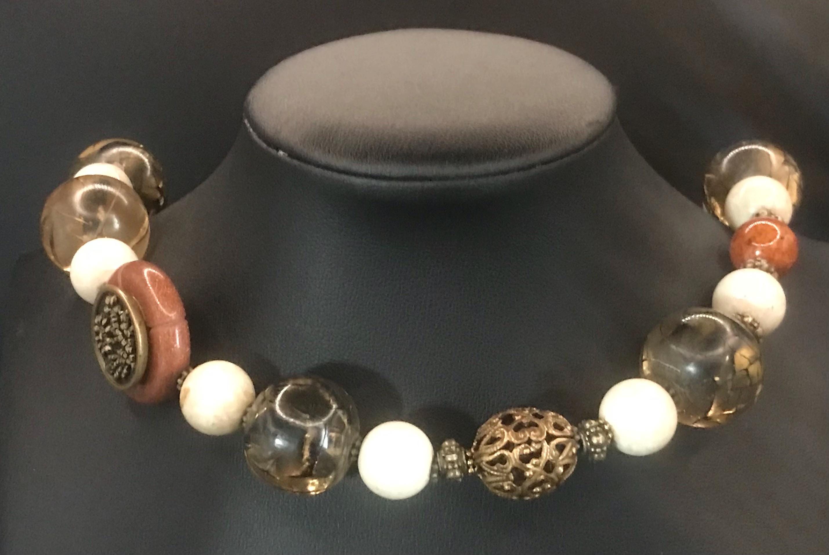 Grandmother's Buttons Vintage Glass Beaded Necklace