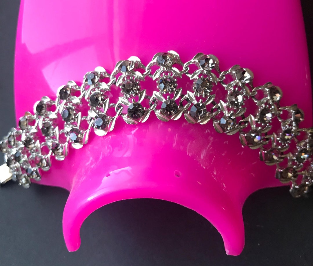 Vintage 1950s Blue Rhinestone Statement Bracelet