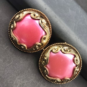 New old stock pink gold clip on earrings 1980s vintage jewelry