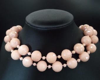 Collier Vintage Années 60 En Verre Et Résine Multicolore - Longueur 54 Cm, Fil à Revoir