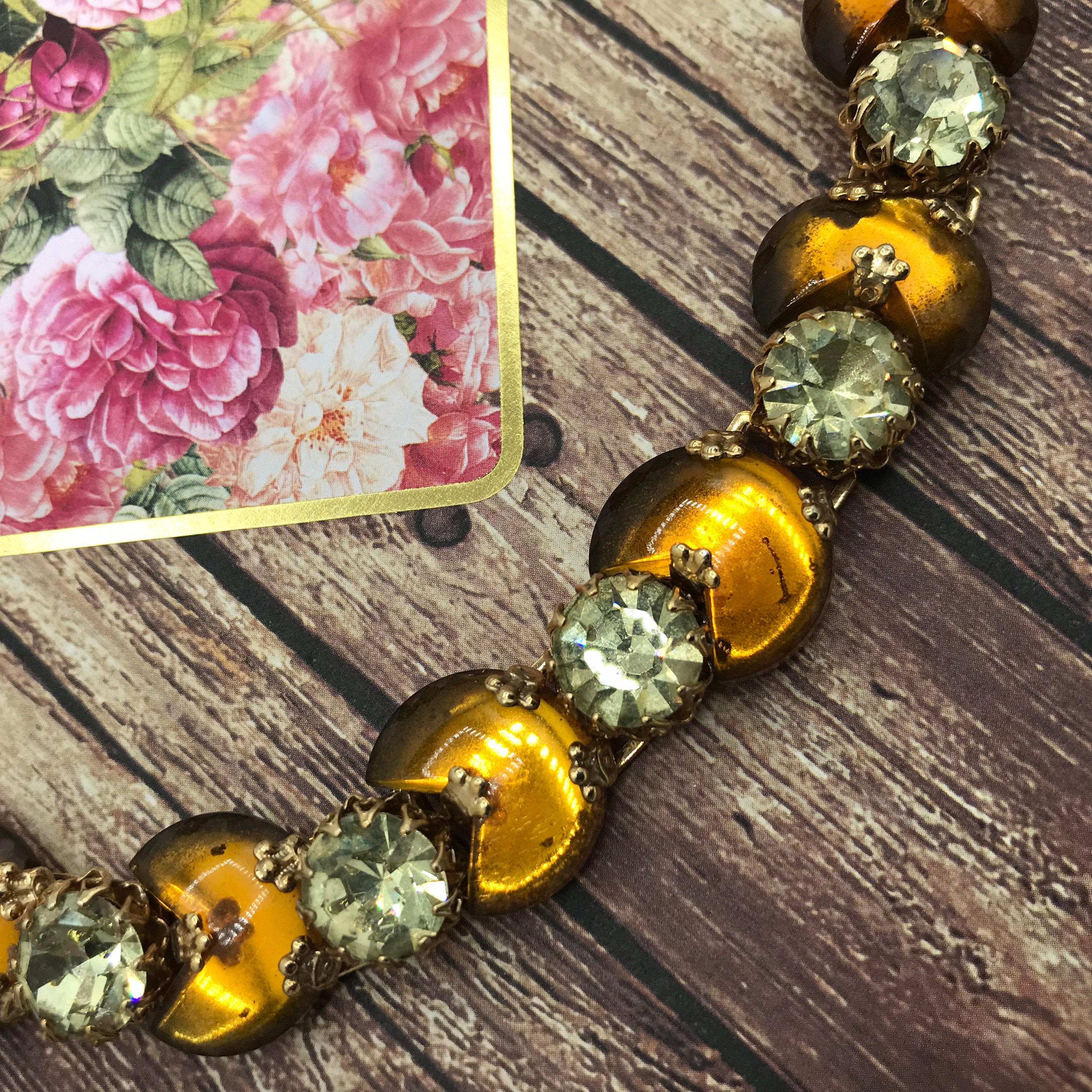 1950s large rhinestone collectible bracelet, mogul jewelry, gift for jewelry lover, vintage present, 1960s accessories