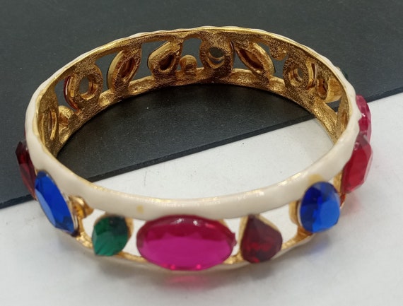 Vintage Rhinestone Bangle Bracelet 1980's Jewelry… - image 1