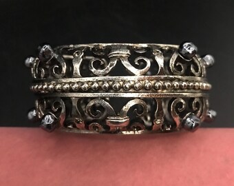 CHRISTIAN LACROIX Designer Signed Large Silver Plated Metal
