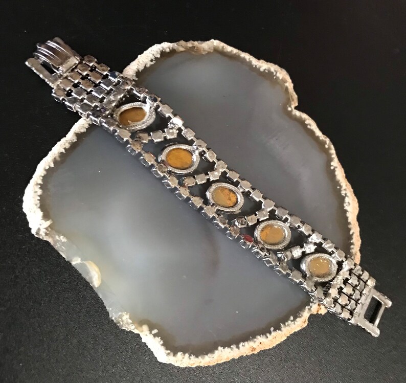 Mid Century Blue Rhinestone Bracelet Collectible Costume Etsy