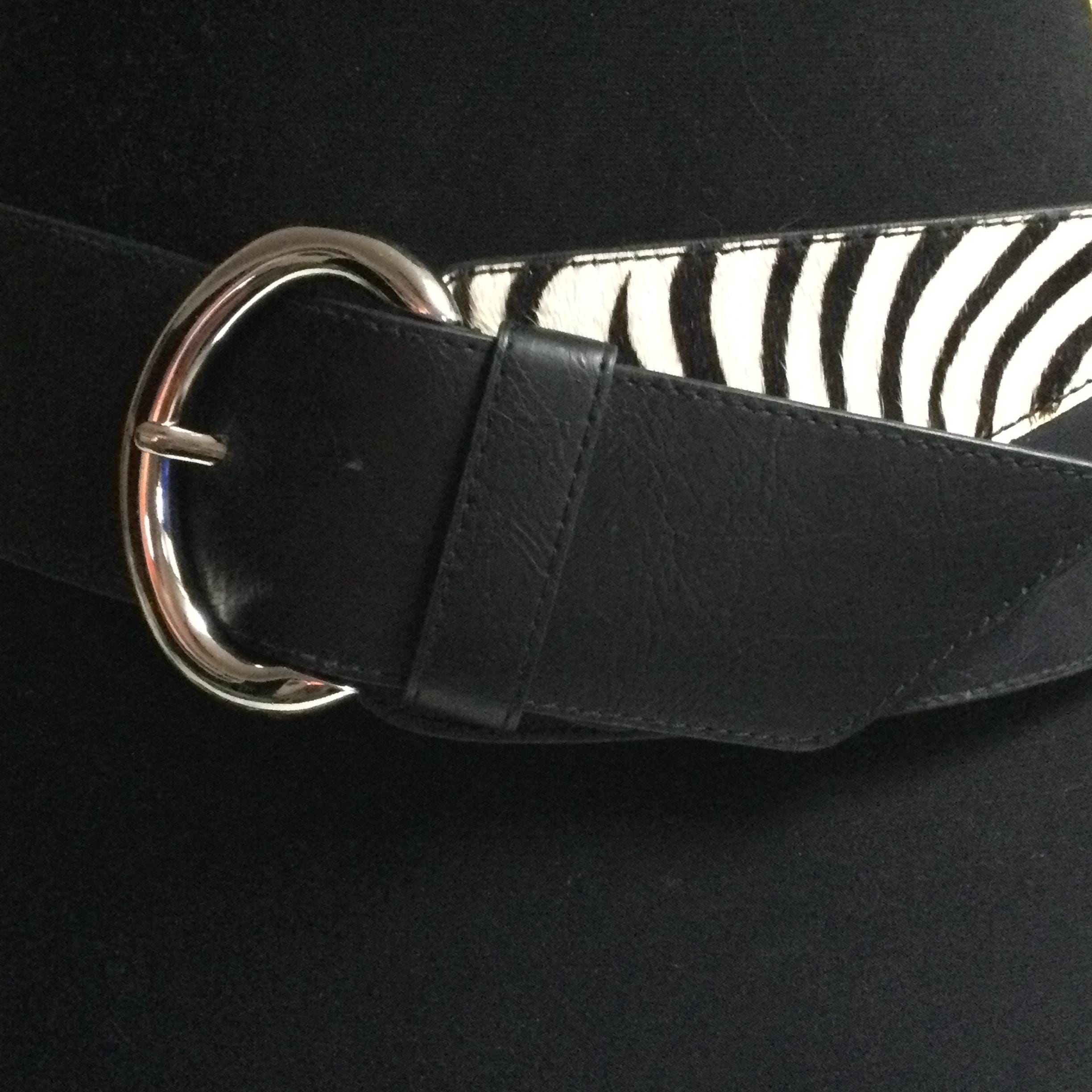 Chico’s Genuine Leather Black/Brown Zebra Belt M Chico main image 4