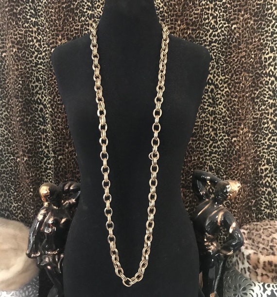 Vintage Long Chunky Chain Necklace, Nice Collectib