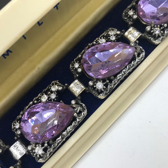 Rhinestone Jewelry, Purple Glass Chunky Bracelet,… - image 7