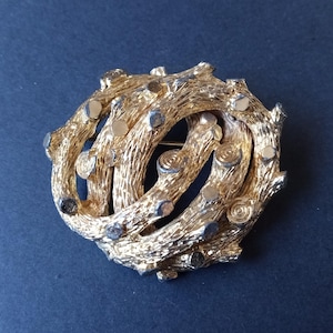Vintage Gold tone Brutalist Style Brooch Pin 1950s