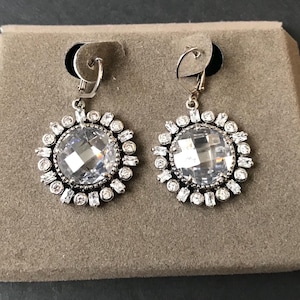 Nolan Miller Designer Signed Rhinestone Dangle Drop Pierced Earrings
