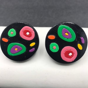 Pretty colorful vintage pierced earrings