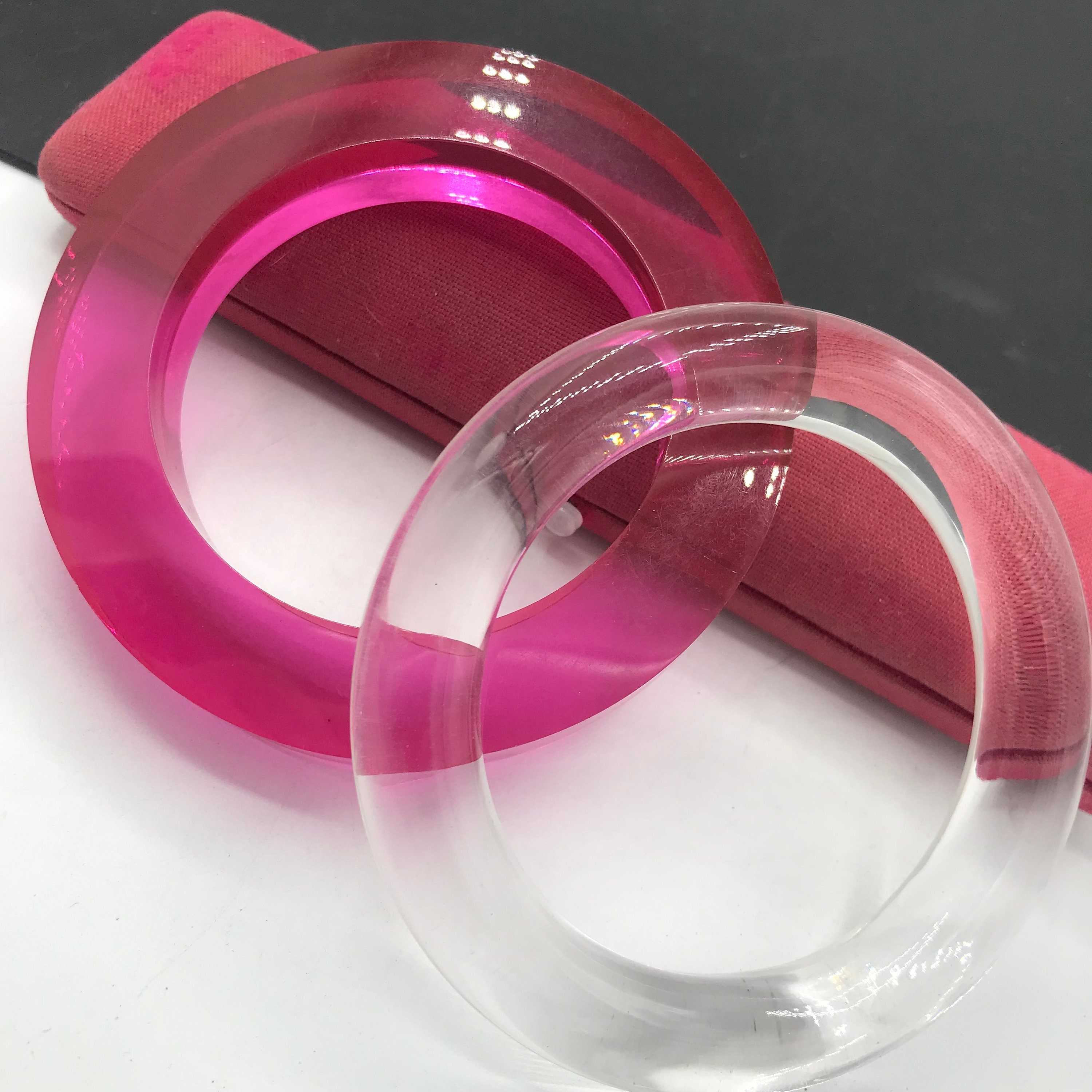 Circa 1970. Pink Plastic Bracelet, Art Plastic Bangle 