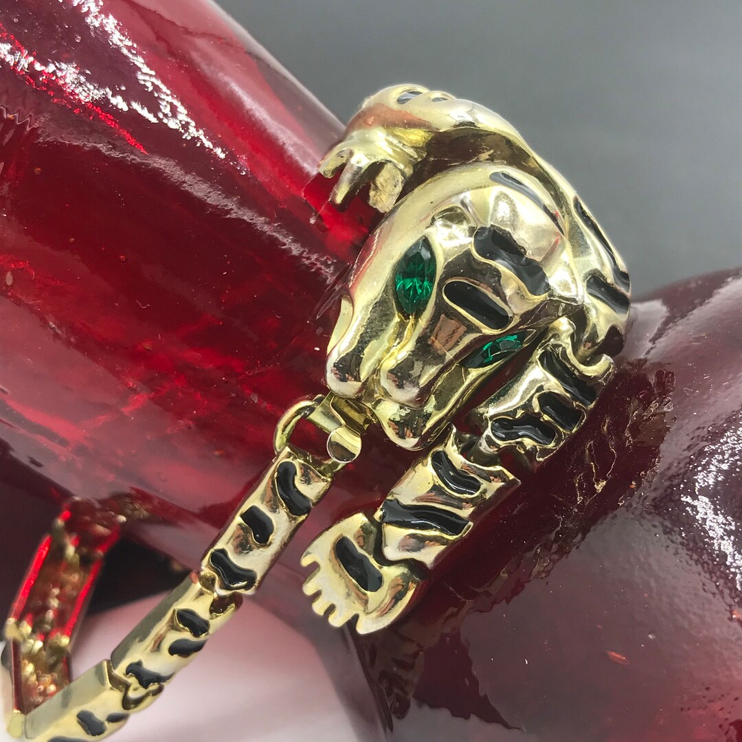 Vintage Tiger Cuff Bracelet Retro Rhinestone Bracelet Etsy