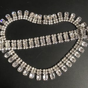 Rhinestone Necklace Bracelet Jewelry Set, 1950s 1960s Rhinestone Jewelry, Rhinestone Demi, Rhinestone Parure, Gift for Jewelry Lover