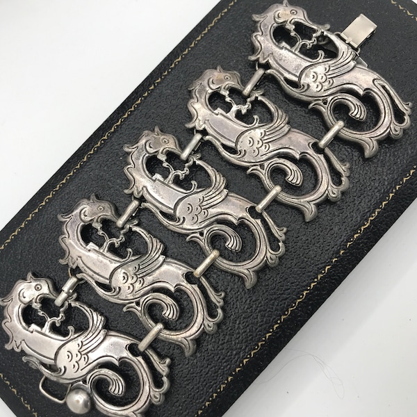 3 Inch Wide Dragon Bracelet Gothic Steampunk Style High End Well Made Vintage Unisex Rare Jewelry