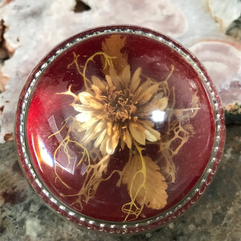 Vintage Dried Flower Flower Paperweight Glass Paperweight Etsy