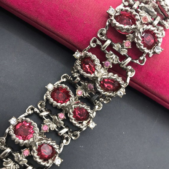 Very Rare Hollywood Signed Pink Rhinestone Bracel… - image 7