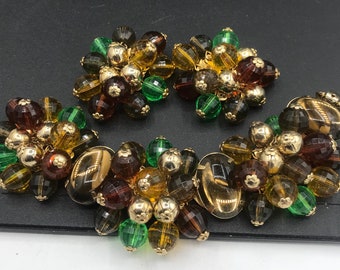 Cha Cha Bracelet * Vintage Beaded Collectible Chunky Bracelet Earring Set * Mid Century Mad Men Mod Jewelry * Demi Parure Set