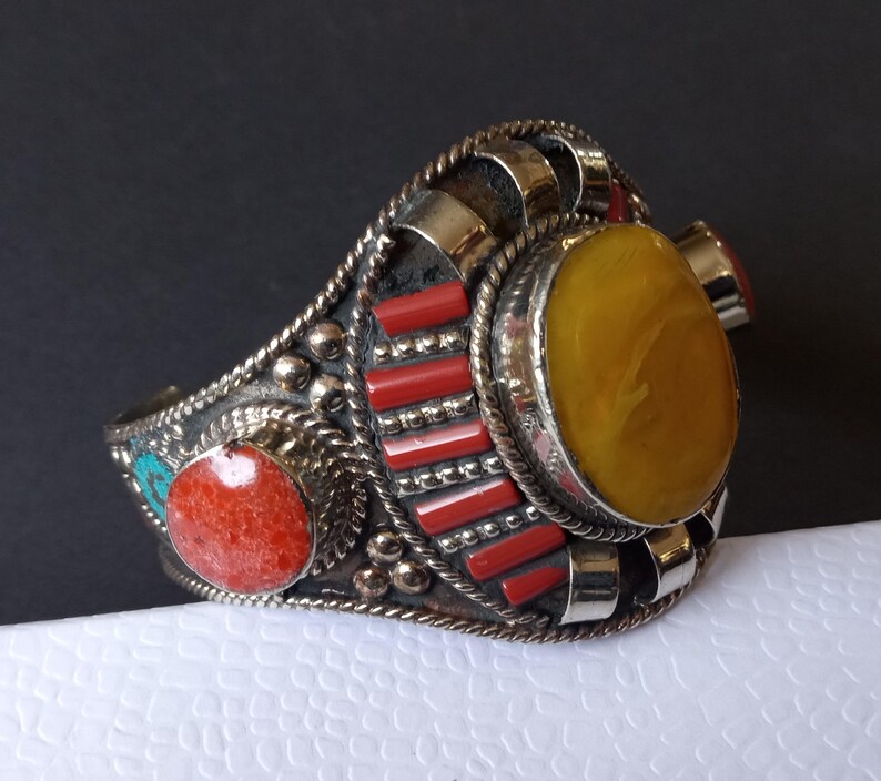 Cora Beaded Metal Cuff Bracelet - Turquoise main image 0