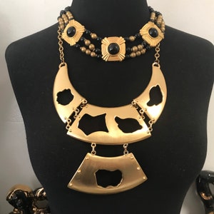 Goldette necklace, designer statement necklace. Bib necklace. 1960s 1970s jewelry image 4