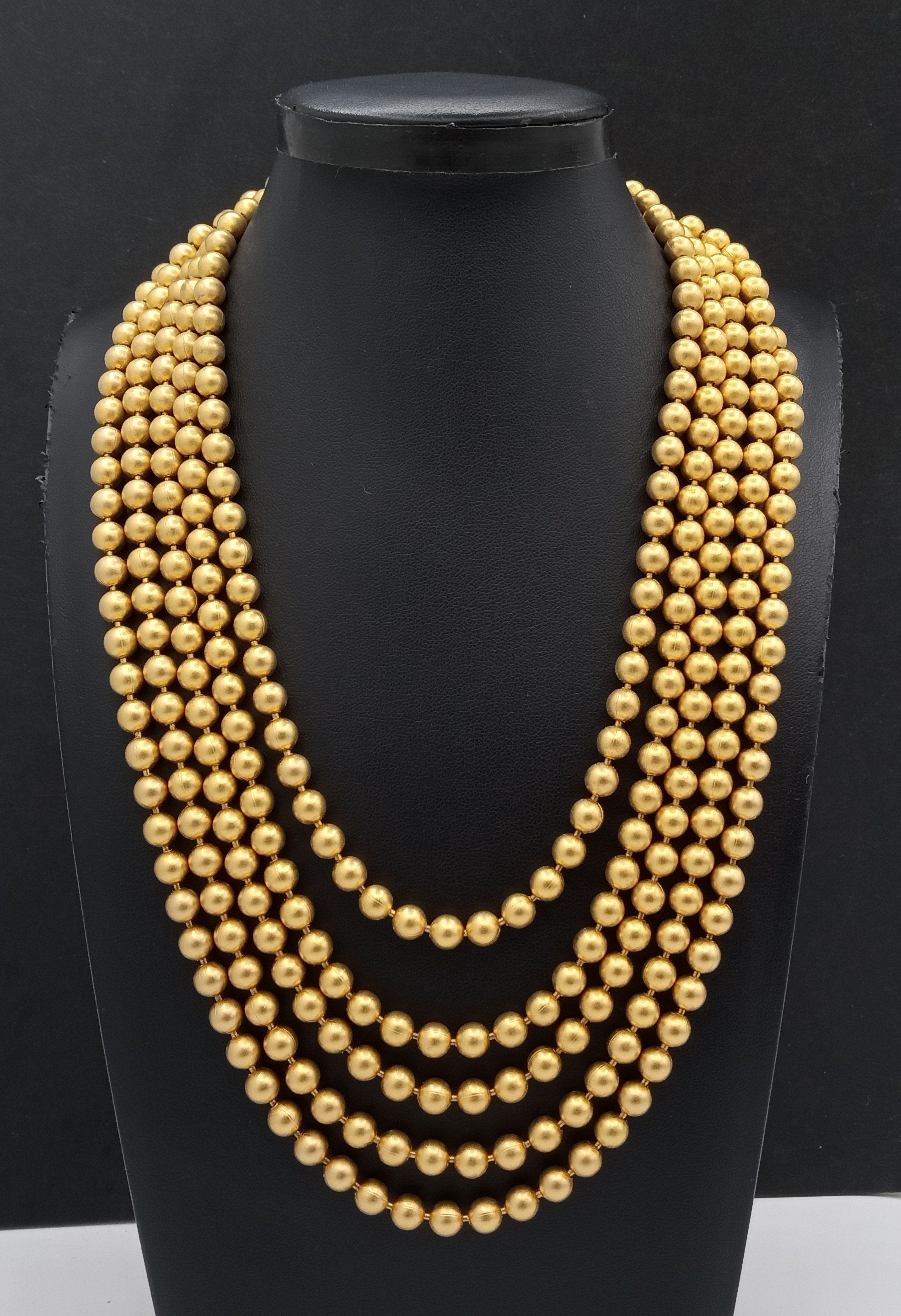 Vintage Gold Tone Metal 5 Strand Necklace 1950