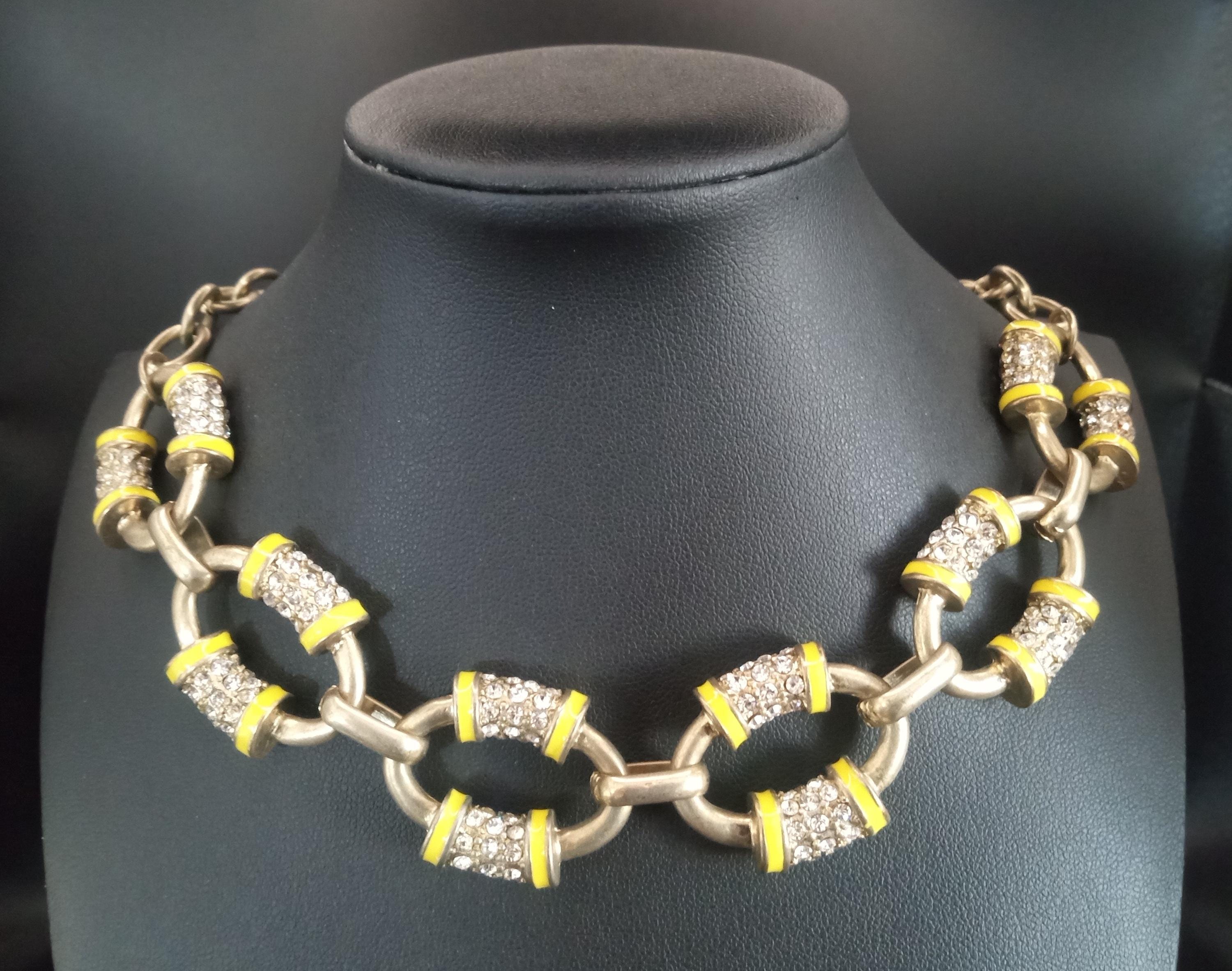 J. Crew Vintage Rhinestone Chunky Chain Necklace, Designer
