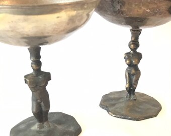 Michael Aram Adam & Eve Kelche, Vintage Weinkelche, 2er-Set Sammler Barware, mannlich Weibliche Akt Cocktailstunde Chalices, Vintage Geschenk