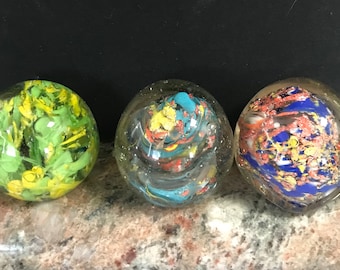 Set of 3 Paperweights, collectible paperweight, vintage desk office Library home decor, vintage gift for glass lover, paperweight lot