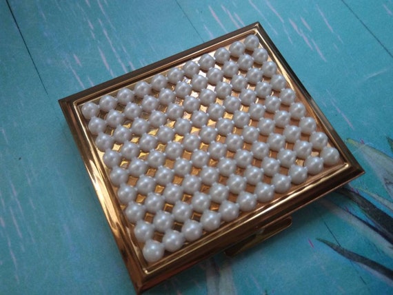 Vintage Pearl brass 1950s 1960s compact by Tradit… - image 1
