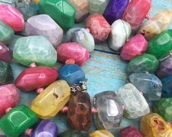 Colorful dyed real stone collectible necklace