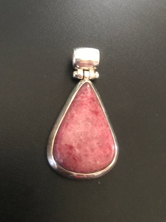 Vintage Real Pink Stone Sterling Silver Pendant 19