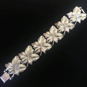 Coro Vintage Silver Tone Leaf Bracelet, 1950&#39;s 1960&#39;s Jewelry