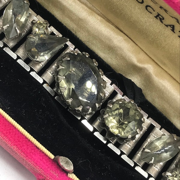 Vintage Rhinestone Bracelet, 1950's 1960's Fashion, Collectible Jewelry, High End Bracelet, Glass Jewelry, Juliana Bracelet