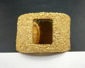 Vintage High End Matte Gold Cuff Bracelet, 1980's 1990's Jewelry